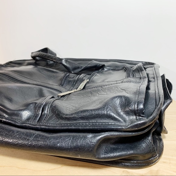 Black Leather Multi-Pocket Laptop Bag - Picture 3 of 7
